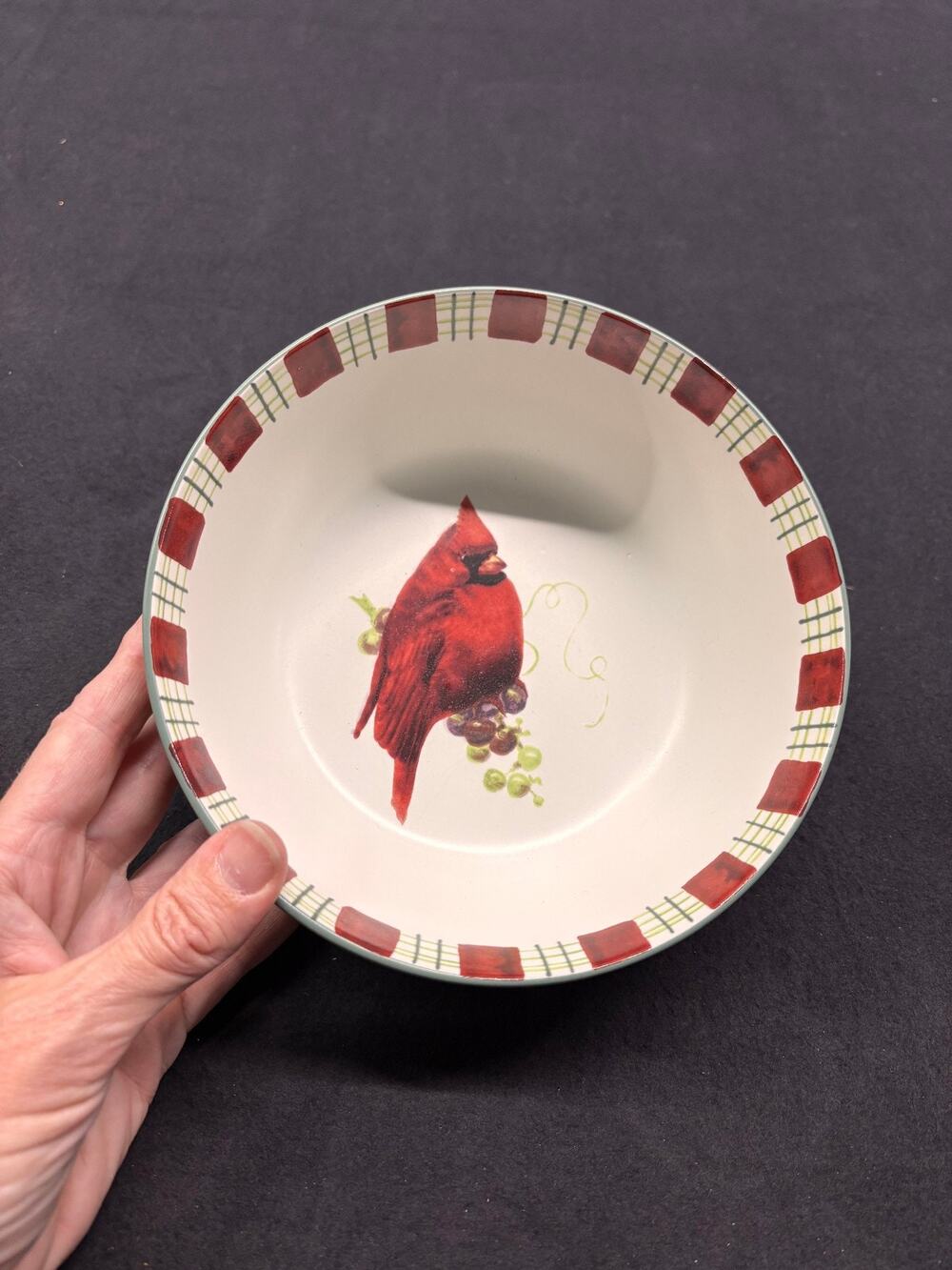 Lenox Winter Greetings Cardinal Bowl Everyday Catherine McClung Holiday Holly